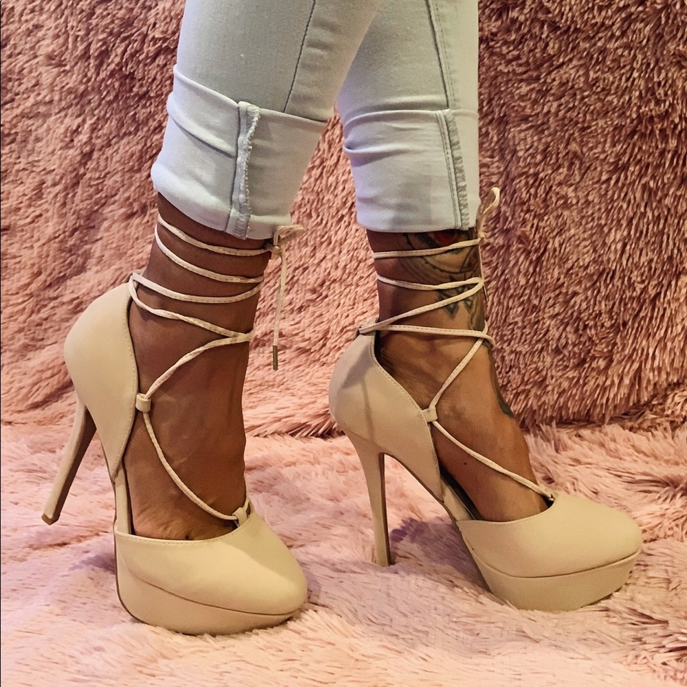 Charlotte Russe Tan Strap Pump heels